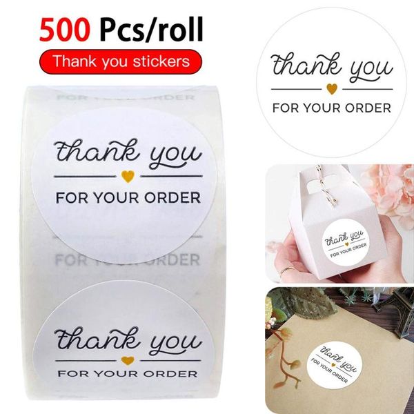 

gift wrap 500pcs stickers 1 inch round "thank you for your order " seal labels scrapbooking package stationery sticker