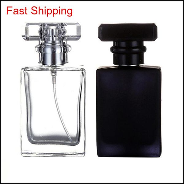 

portable travel square refillable empty perfume scent spray black clear glass bottle atomizer container 30ml 50ml 7lsht gvxih