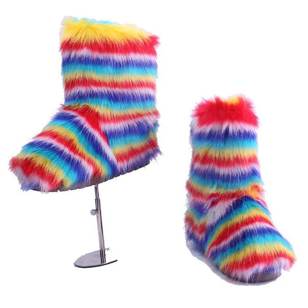 

boots winter necessary women's faux fur plush warm designer creative furry shoes ladies outdoor endure cold, Black