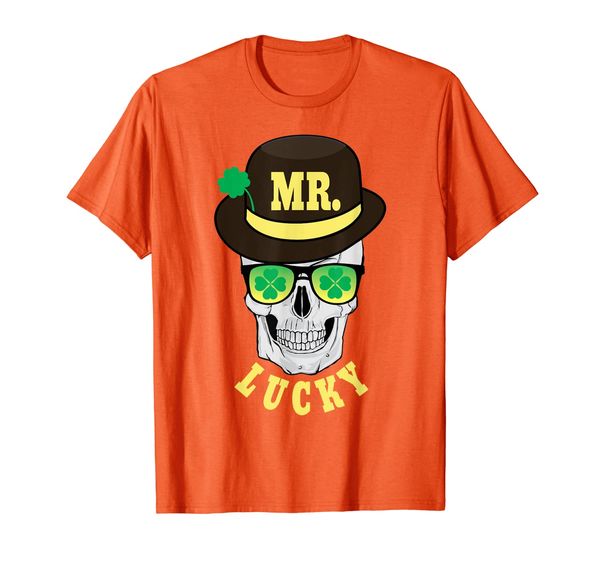 

mr lucky grinning skull sunglasses st patricks day shirt, White;black