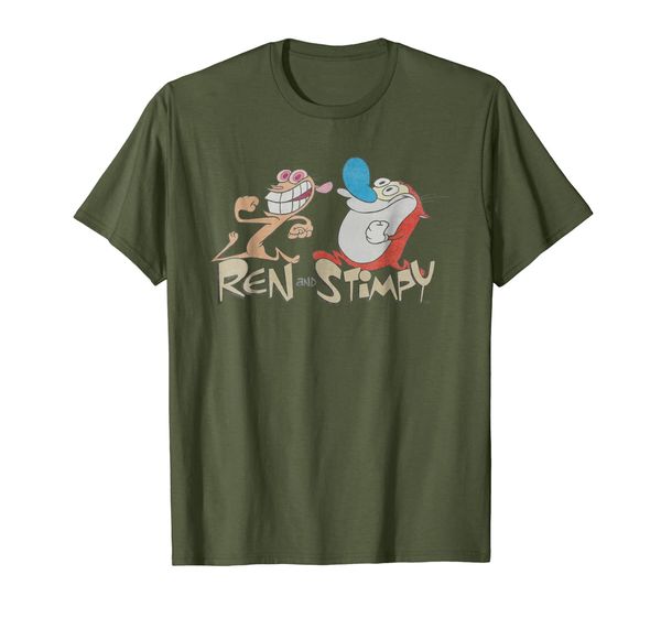 

nickelodeon ren and stimpy running graphic t-shirt, White;black