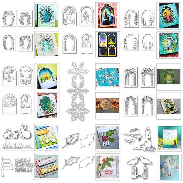 Natale e Halloween Sfondo Taglio di Metallo A Strati Muore Scrapbooking Per L'artigianato Fai Da Te Che Fanno Carta di Carta no Francobolli 210702