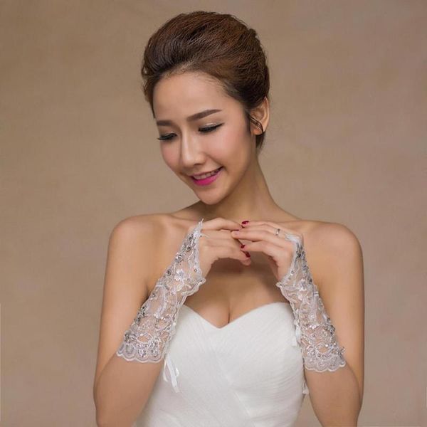 

bridal gloves 2021 fashion red white fingerless wedding lace beaded for accessories