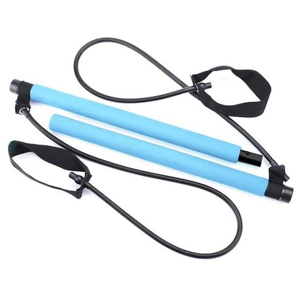 

portable pilates bar kit yoga pilates stick with resistance band, home gym yoga exercise bar with foot loop for total bo