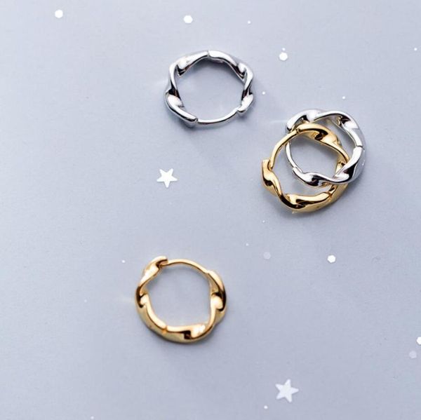 

hoop & huggie 925 sterling silver twisted earrings women jewelry a1415, Golden;silver