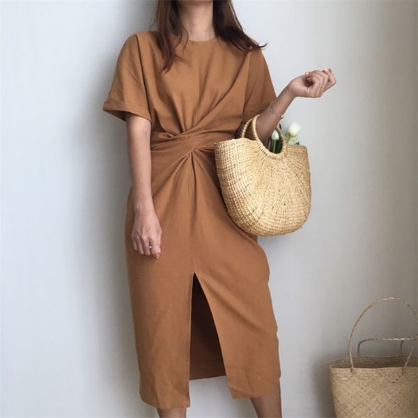 

2021 womens summer cotton bodycon vintage long dress female short sleeve bandage vestidos split plus size dresses, Black;gray