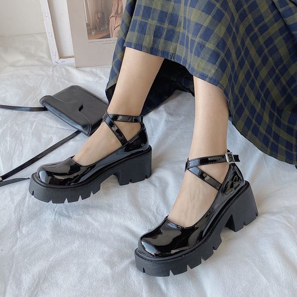 

model mary jane shoes womens japanese high heels platform shoes harajuku retro lolita shoes high heels lolita chunky heel, Black;white