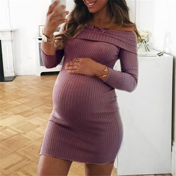 

casual dresses 2021 style women's pregnancy solid slash neck mini dress maternity spring long sleeve clothes female vestidos, Black;gray