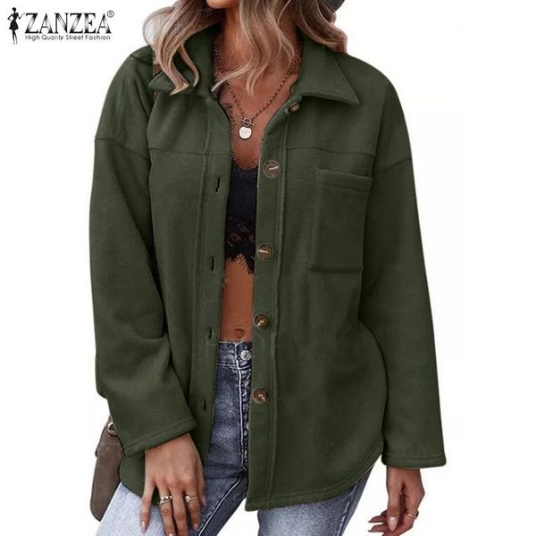 

women's jackets zanzea vintage autumn casual blouse woman holiday overcoats femme stylish long sleeve coat fluffy lapel pocket outcoat, Black;brown