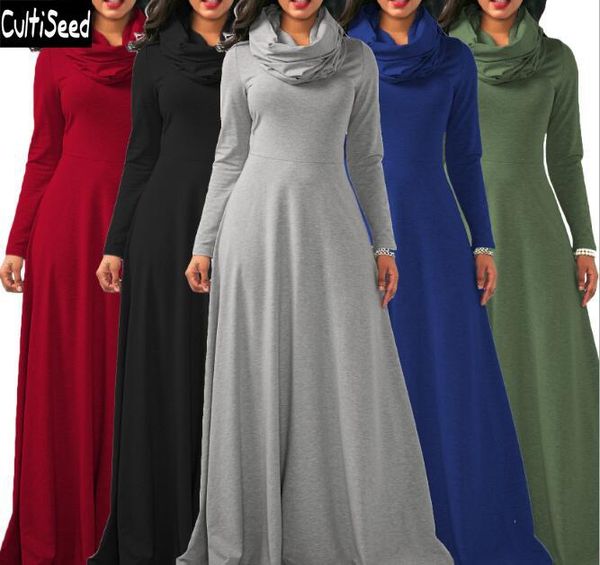 

casual dresses 10 colors ladies autumn solid color scarf collar long sleeve clothes female dress women fashion party, Black;gray
