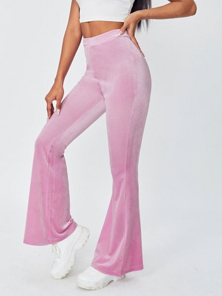 

flare leg velvet pants j6ve#, Black;white