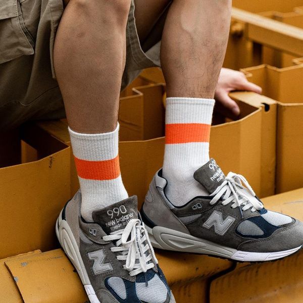 

striped socks men's yu wenle same socks autumn winter sports stockings, Black
