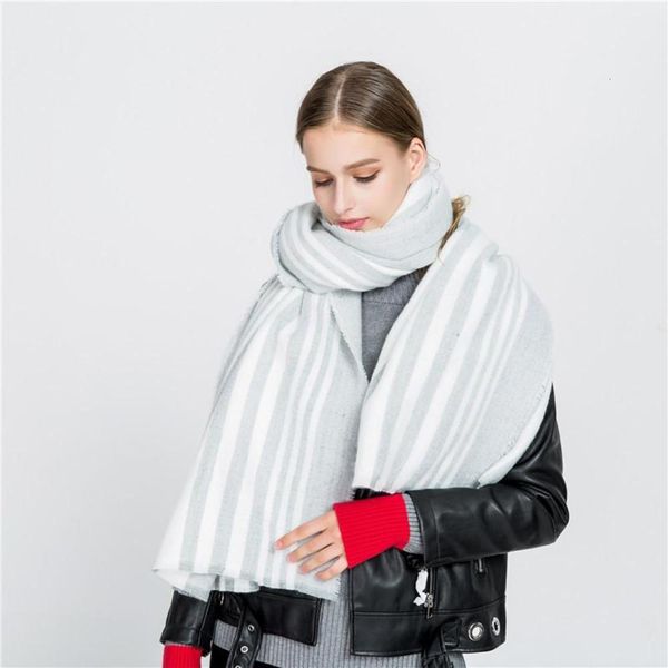 

autumn and winter grey stripe soft fur scarf lovers fashion warm shawl scarf, Blue;gray