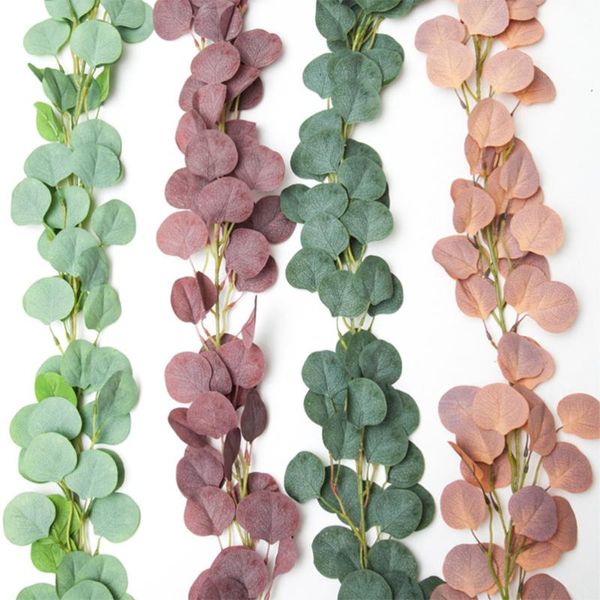 

1pc imitation eucalyptus wreath simulation green leaf door wall ornament garland decoration (green)