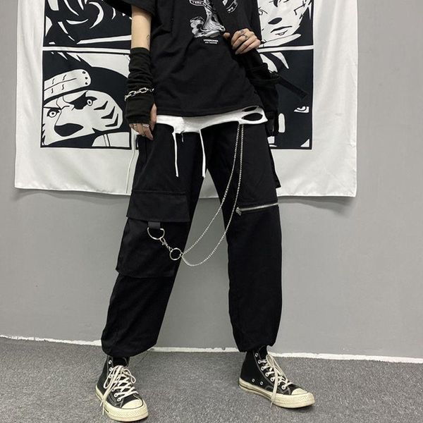 

men's pants black harem joggers men cargo streetwear 2021 hip hop casual pockets track male harajuku fashion trousers