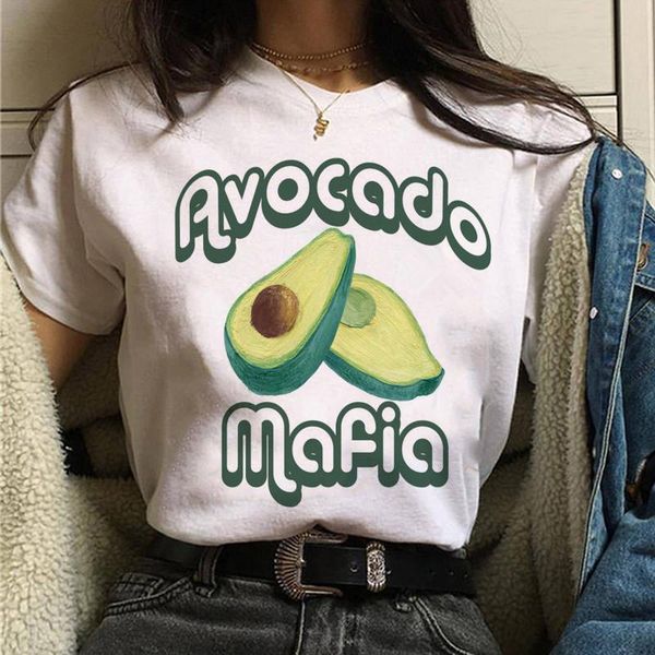 

funny avocado cartoon t shirts women harajuku ullzang kawaii t-shirts 90s graphic tshirts cute tees female clothes, White