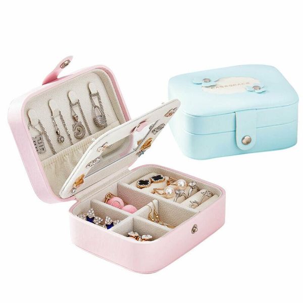 

portable multi-function mirror jewelry storage box jewelry box earrings ring necklace bracelet accessories storage