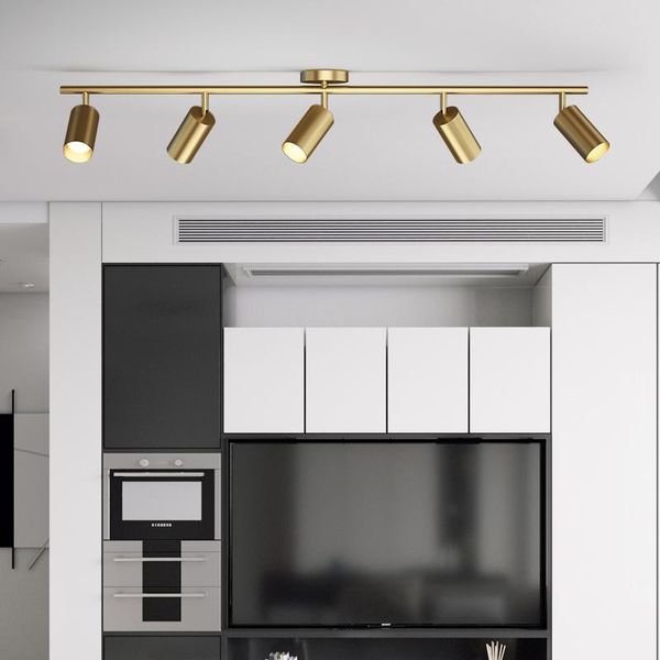 

golden led spotlight surface mounted rotation ceiling mounted 2/3/4 heads lamp family store