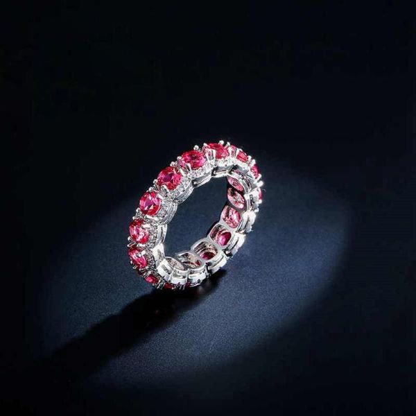 

cluster rings chamss 2021 s925 silver micro inlaid ruby ring simple zircon ribbon elegant personality wedding birthday gift, Golden;silver