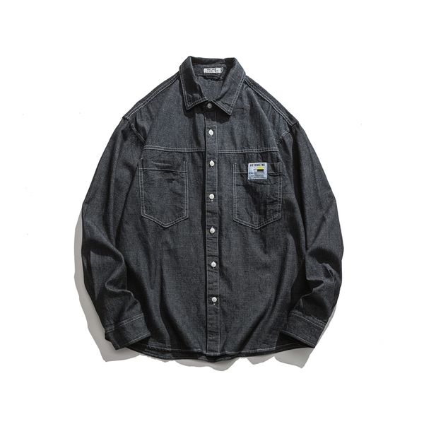 

2021 new autumn casual male denim fashion shirt thin cotton cowboy fitting long manly sleeve yhre, White