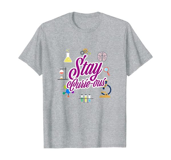 

original marie curie "stay curie-ous" back to school t shirt, White;black