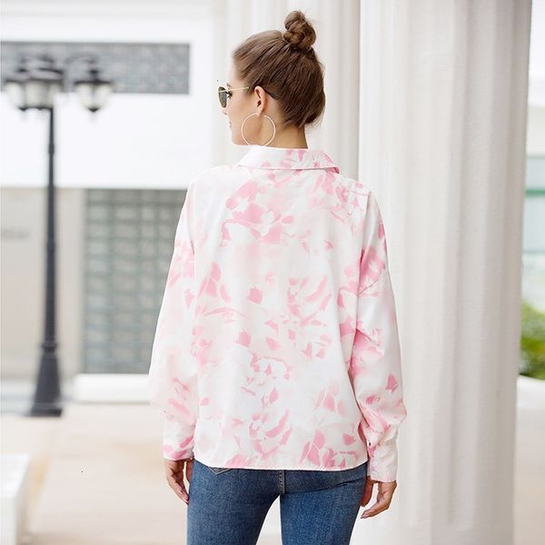 

women print blouses 2021 spring fashion down collar sleeve shirts plus size blusas femininas qle8, White