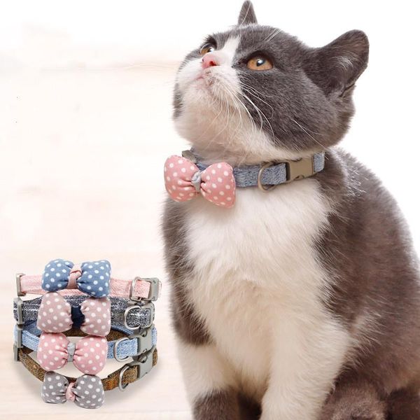 

dog apparel product cat gentleman cotton collar accessories covered polka dot bow