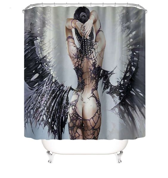 

order female model polyter shower curtain digital printing waterproof shower curtain straight bathroom curtain
