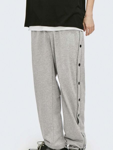 

men button detail drawstring sweatpants w7ab#, Black