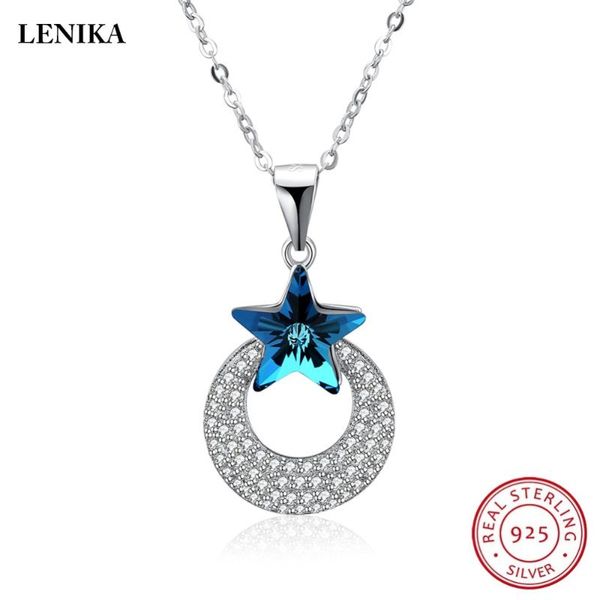 

pendant necklaces lekani for women fashion moon star crystals from pendants real 925 silver