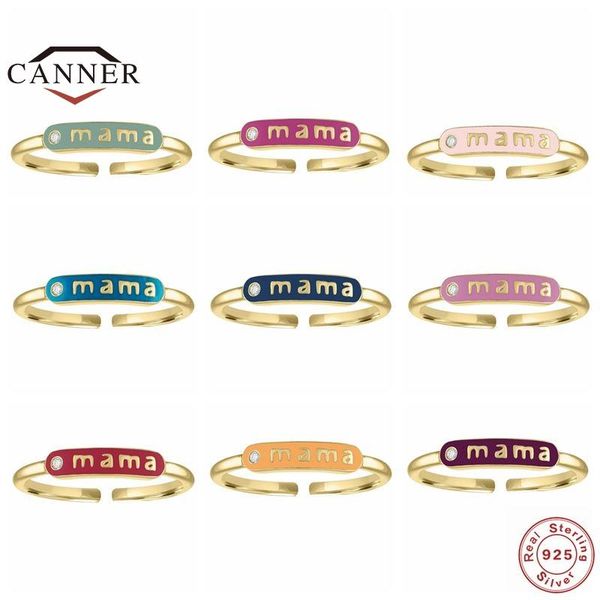 

cluster rings canner real 925 sterling silver adjustable open size finger ring for women mama letter mother day gifts jewelry anillos, Golden;silver