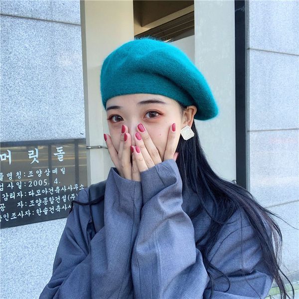 

net red ins autumn winter wool beret female soft warm painter bud hat, Yellow