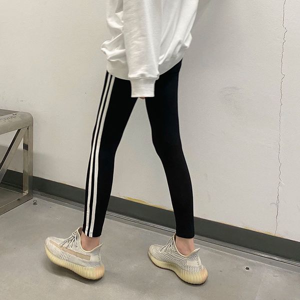 

2021 new colors autumn women soft stripe woman thick legging winter long ny pants (x1670 yuma, Black