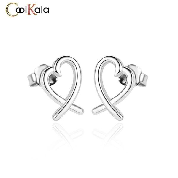 

stud coolkala s925 sterling silver fashion cross sweet heart earrings for women, Golden;silver