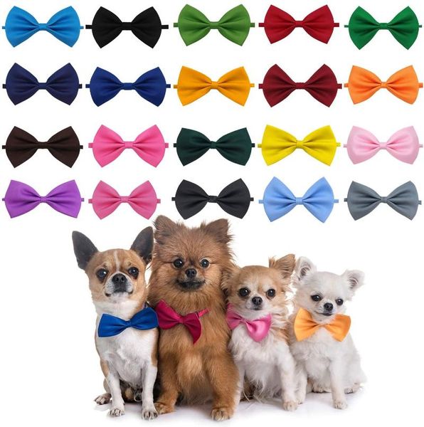 

10pcs pet dog bow ties collar adjustable cat bow ties dog bowtie collar solid pet collars for cats pets grooming accessories