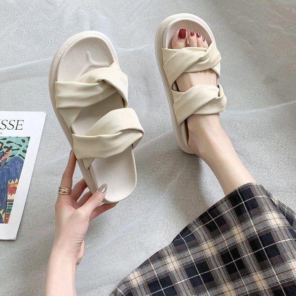 

slippers women vacation 2021 air cushion wearproof antiskid slipper with soft sole beach indoor outdoor slide sandals, Black
