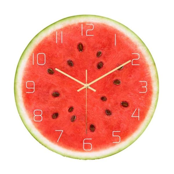 

acrylic printing watermelon fruit wall clock non-ticking silent wall clock for bedroom/home decorative (without battery)