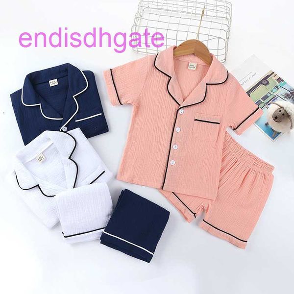 

short hemp children's sleeve cotton pajamas breathable boys' and girls' summer home suit, Black;white