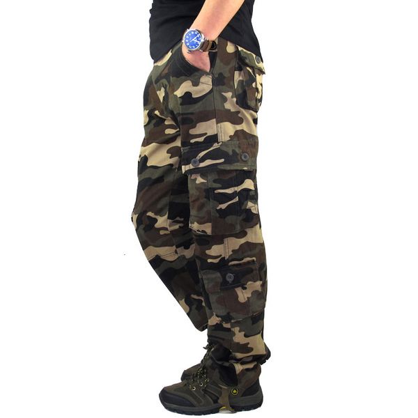 

2021 new men's baggy casual men tactical pant multi pocket overall male outdoors army camouflage long trousers 89fu, Black
