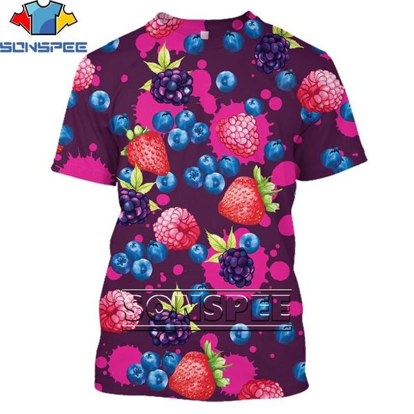 

men's t-shirts sonspee strawberry pattern stitching style 3d printing men women's t-shirt summer personality street casual o', White;black