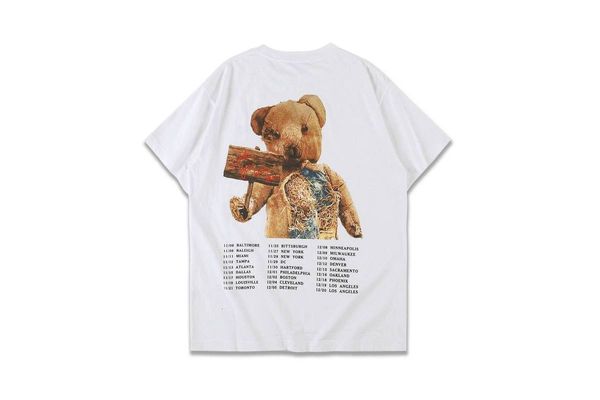 

2021 new men women brown bear travis scott tees hip hop kanya astroworld t-shirt p999, White