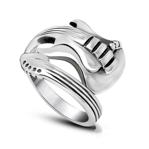 

cluster rings women men's jewelry hip hop & rap gothic punk rock stainless steel guitar ring wholesale, Golden;silver