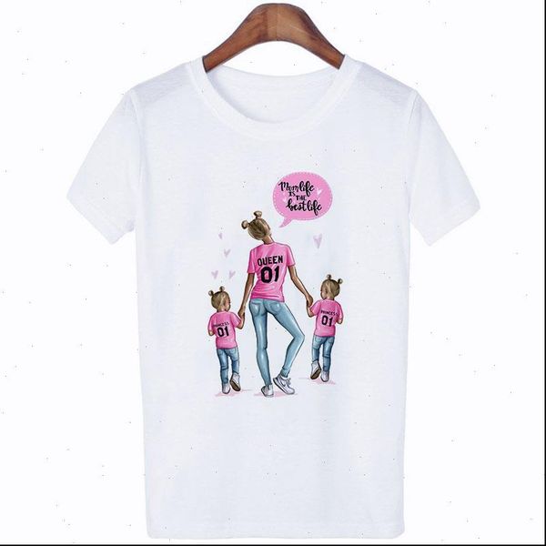 

love super mom graphic t shirt summer vogue print female t shirt harajuku kawaii casual parent child t shirt top, White