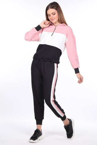 

women's two piece pants hooded fitted women tracksuit set, White