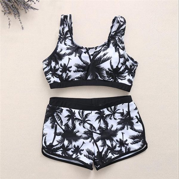 

women crop high waist shorts floral bikini set beach swimwear swimsuit e56d