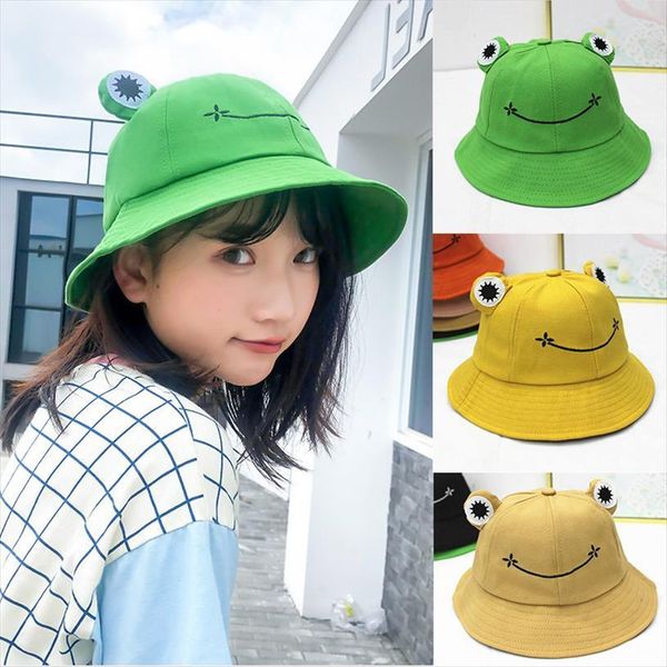 

women fashion cute frog bucket hat fishing cap sunhat big eyes summer autumn, Blue;gray