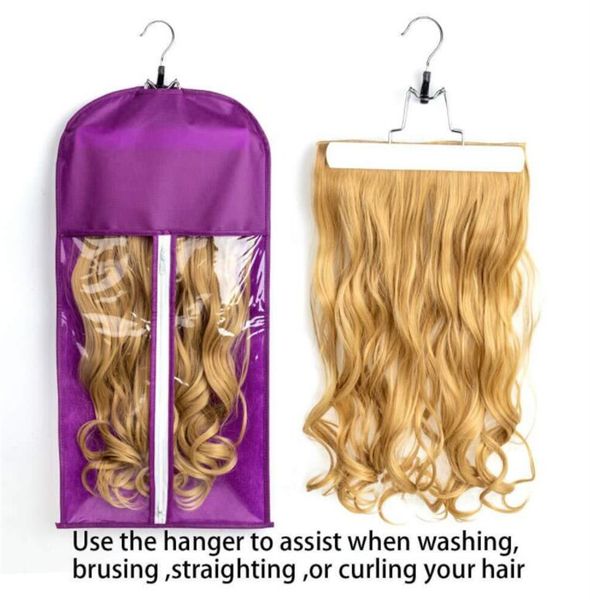 Wholesale extensões de cabelo saco de armazenamento com hanger hearspieces organizador portador de perucas capa para estilo kd