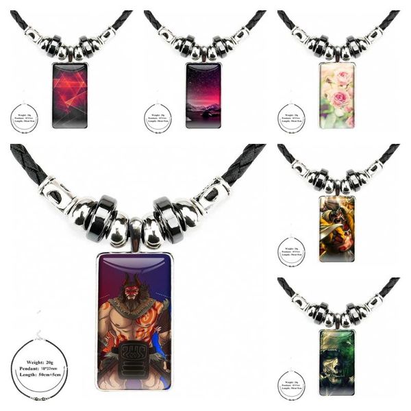 

pendant necklaces game rexxar beastmaster dota 2 glass cabochon necklace rectangle fashion black hematite for women children, Silver