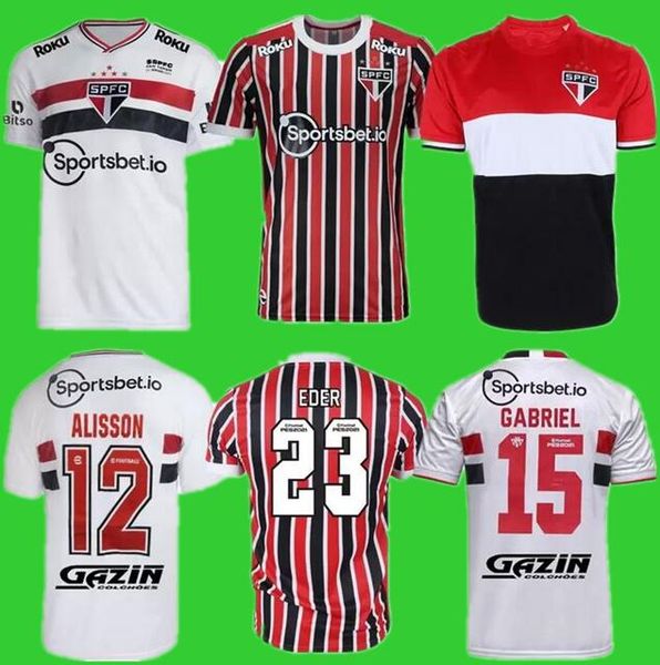 

2022 2023 sao paulo fc soccer jersey 22 23 miranda rafinha eder luciano alisson nikÃ£o gabriel g.sara home away 3rd football shirt, Black;yellow