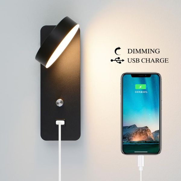 

wall lamp indoor led lamps 9w dimming with usb charge bedroom living room nordic modern lighting aisle sconces